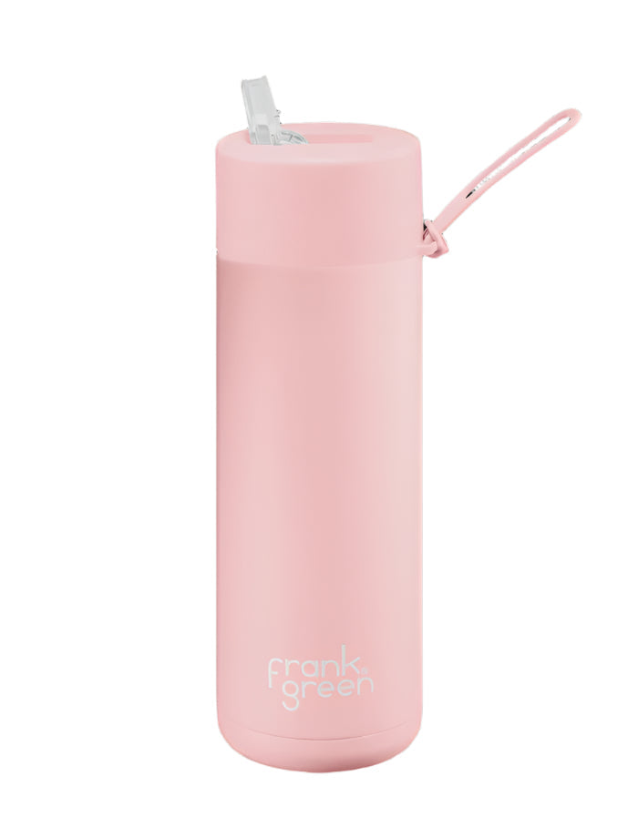 Ceramic Bottle w Straw Lid 595ml Blushed