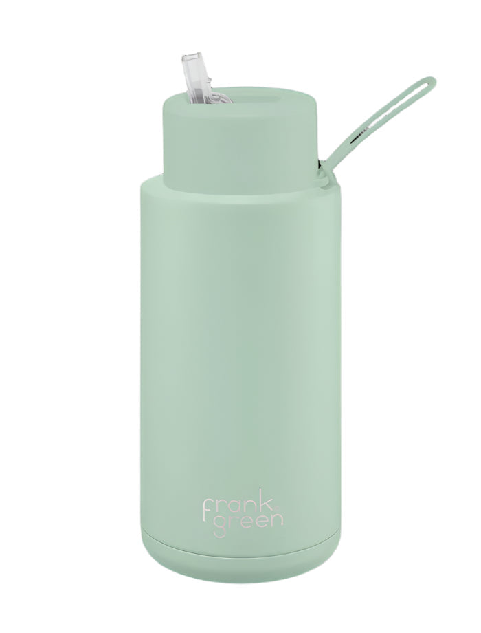 Ceramic Bottle w Straw Lid 1ltr Mint Gelato