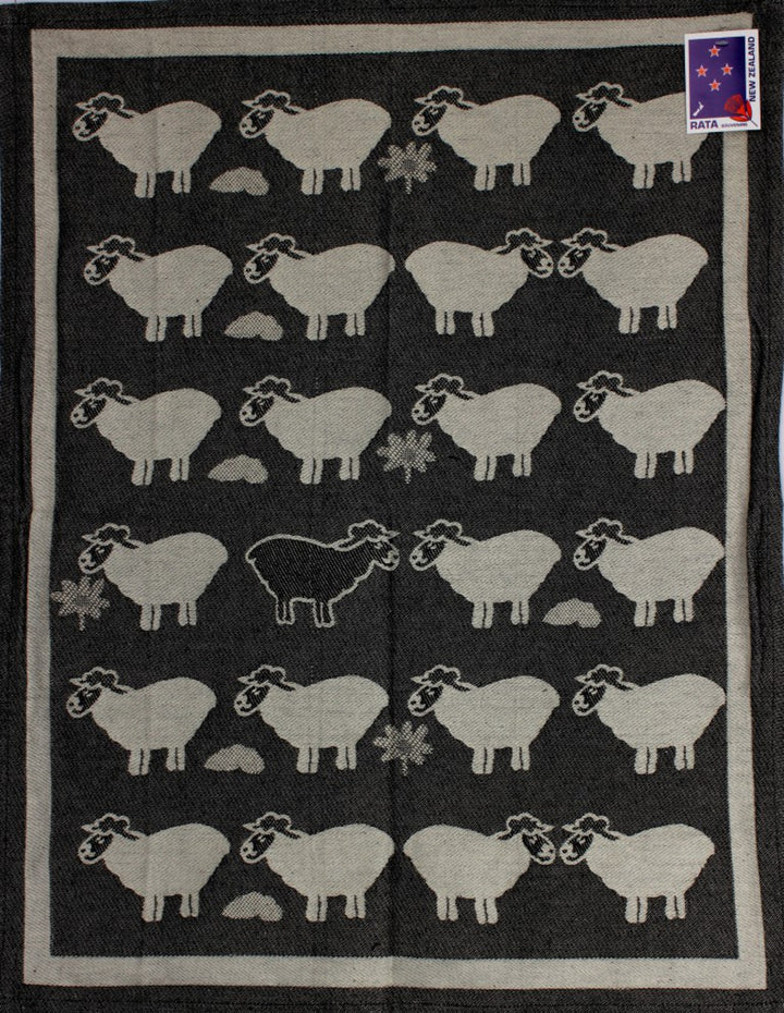 Tea Towel Sheep Country Black