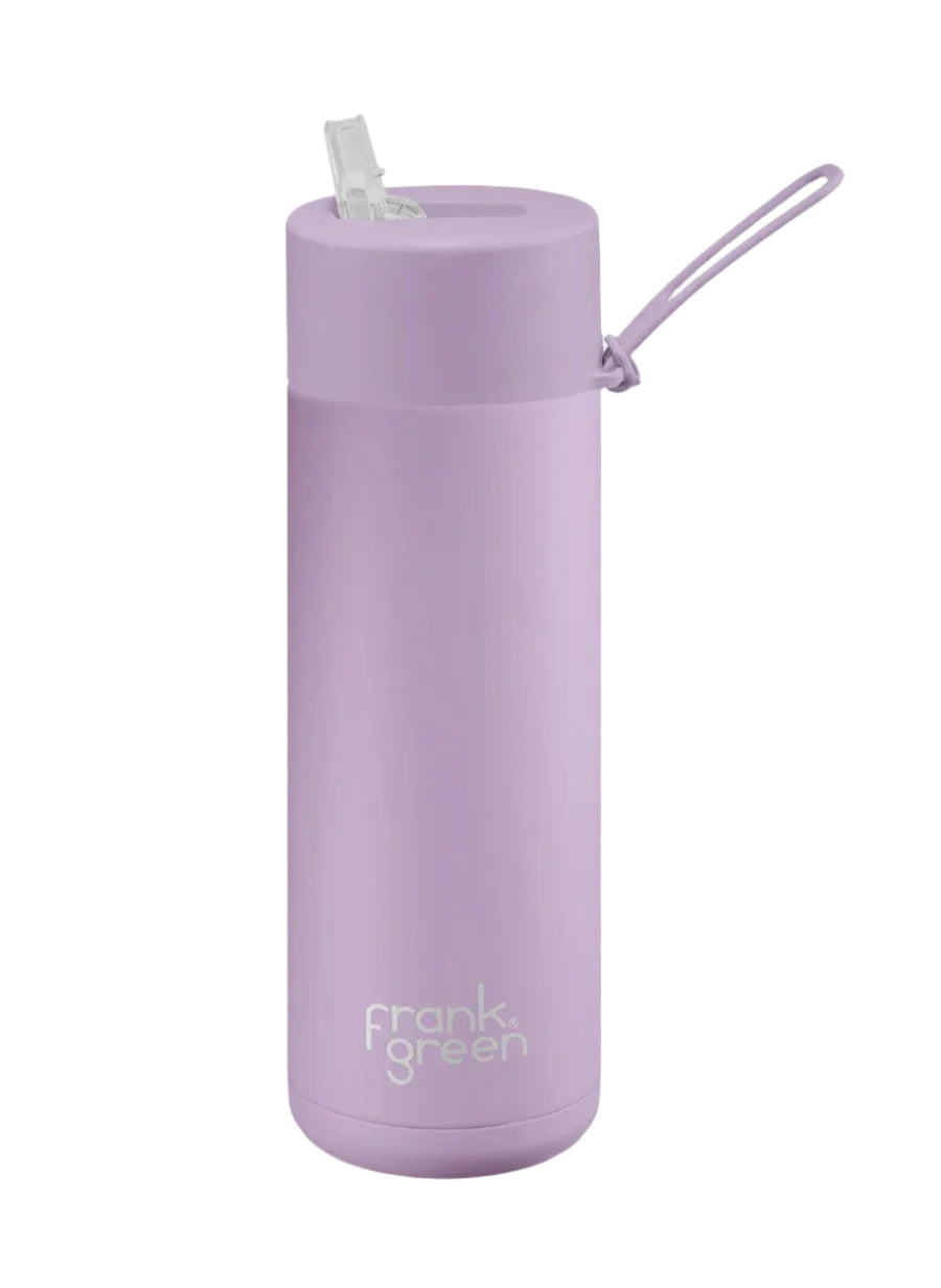 Ceramic Bottle w Straw Lid 595ml Lilac Haze