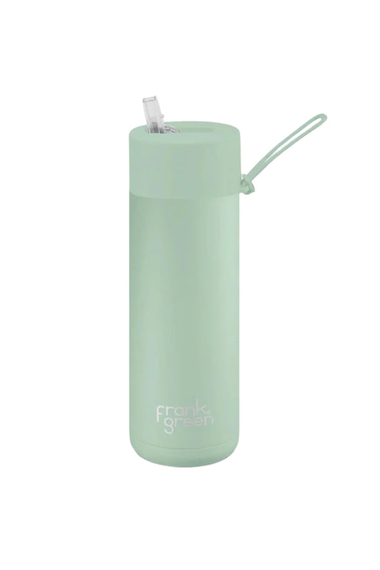 Ceramic Bottle w Straw Lid 595ml Mint Gelato