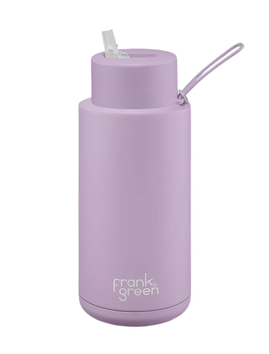 Ceramic Bottle w Straw Lid 1ltr Lilac Haze
