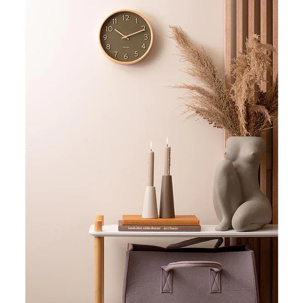 Pure Wood Grain Wall Clock Moss Green