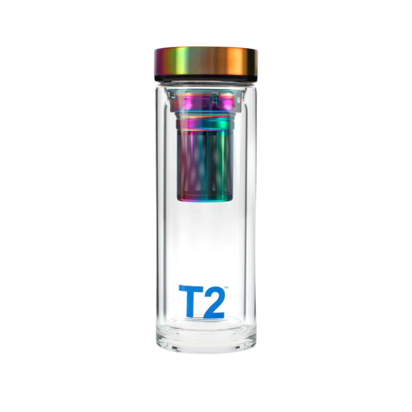 T2 Double Walled Glass Flask Rainbow