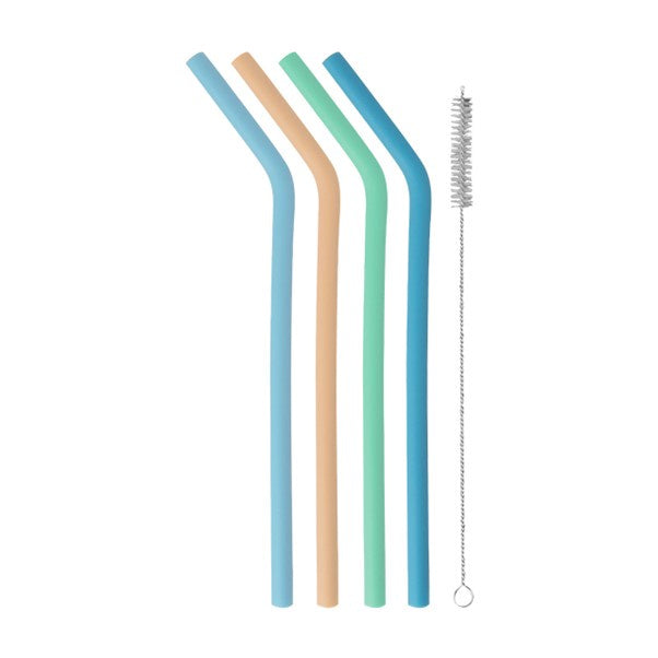 Reusable Silicone Straws With Brush