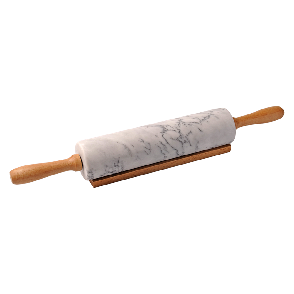 Grey Marble Rolling Pin w/Wood Base