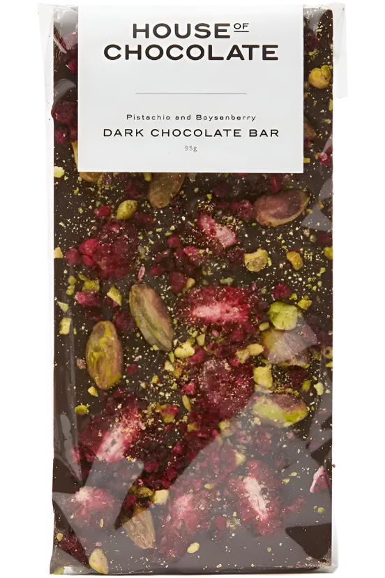 Boysenberry & Pistachio Dark Choc Bar