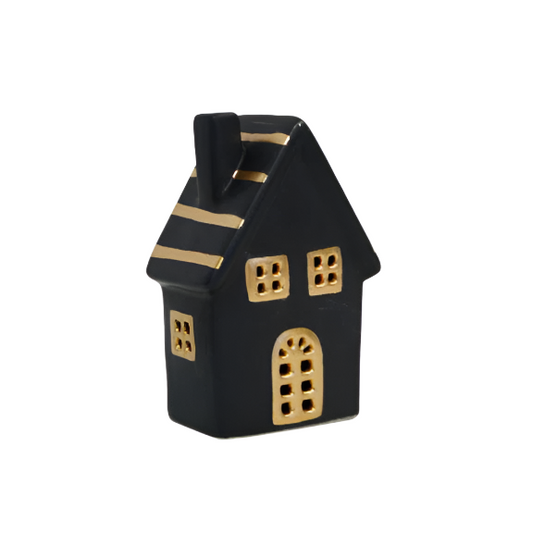 Ceramic House Black/Gold Large