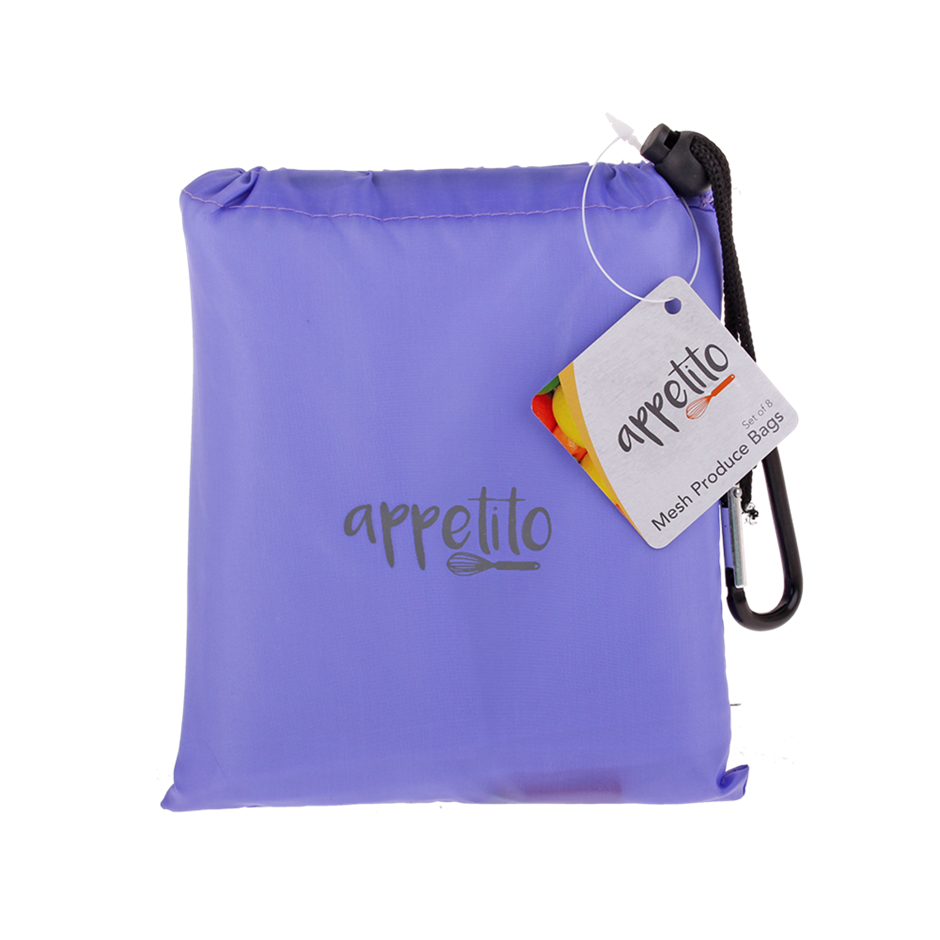 Mesh Produce Bag Set 8 w"Pouch Purple