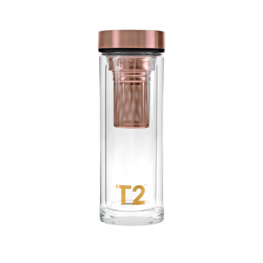 T2 Double Walled Glass Flask Rose Gold