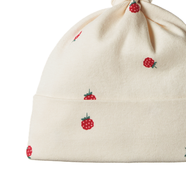 Cotton Knotted Beanie Raspberry