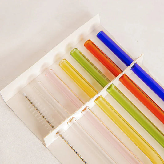Reusable Glass Straws Set6 Straight Multi