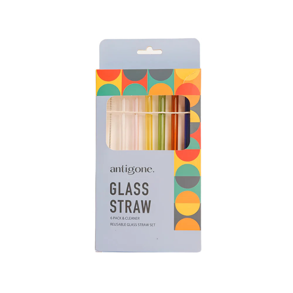 Reusable Glass Straws Set6 Straight Multi
