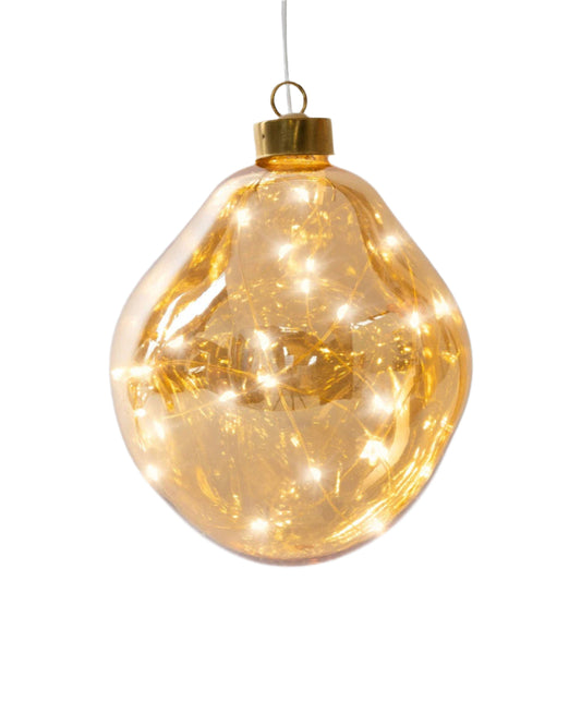 Hanging Glass Amber Orb 12cm