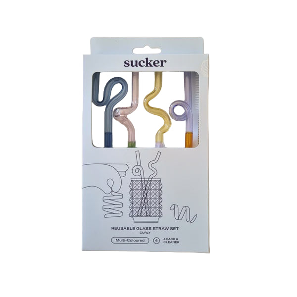 Curly Glass Straws Multi