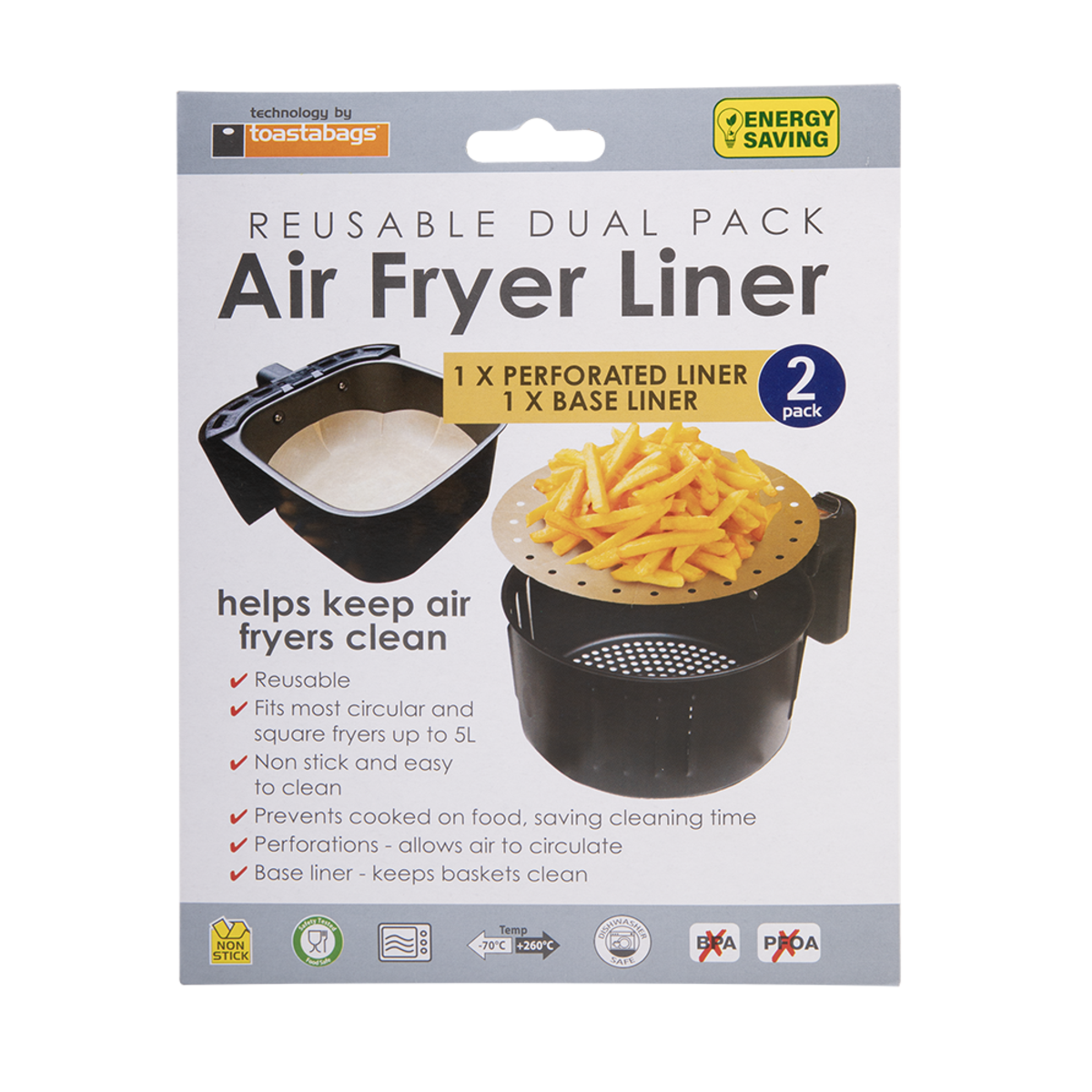 Round Air Fryer Liners Gold Reusable Set2