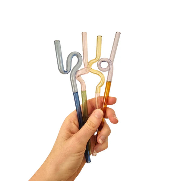 Curly Glass Straws Multi