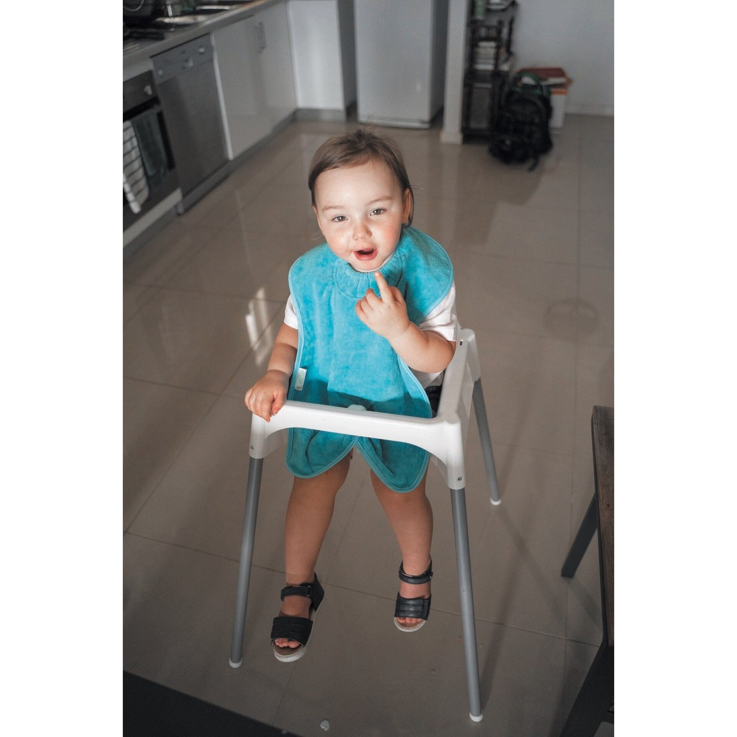 Aqua Towel Highchair Hugger Bibs
