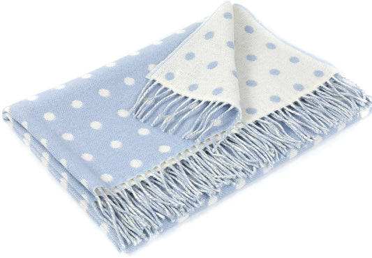 Baby Blue Spot Wool Throw