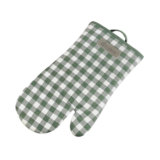 Oven Glove Single Green Check