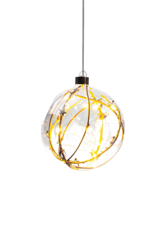 Hanging Glass Sphere Gold Bead