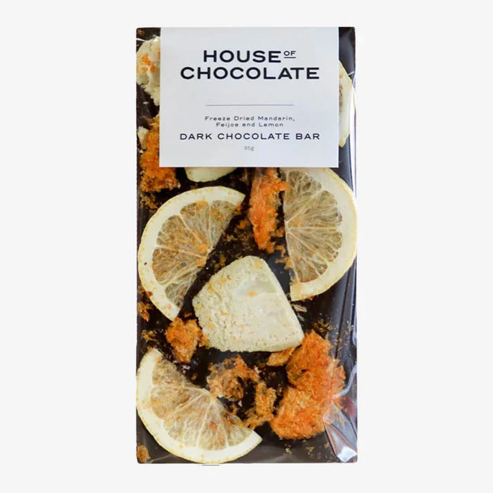 Mandarin Feijoa & Lemon Dark Choc Bar