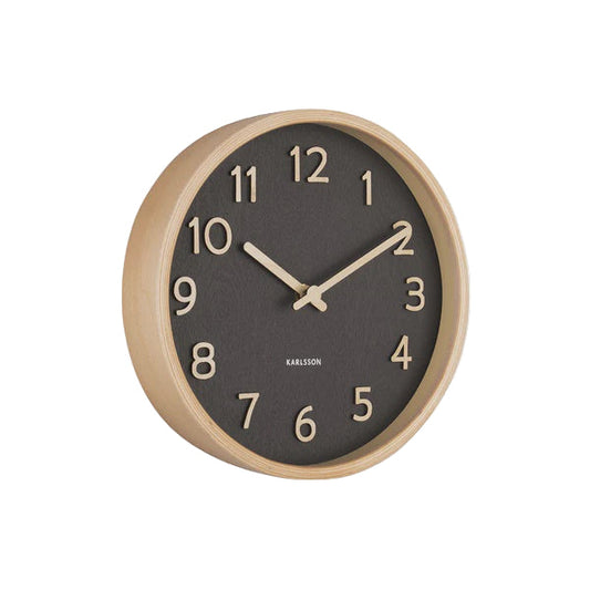 Pure Wood Grain Wall Clock Black
