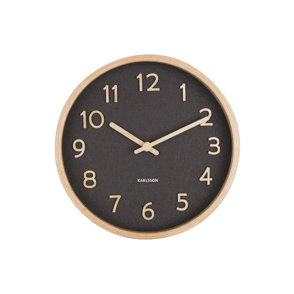 Pure Wood Grain Wall Clock Black