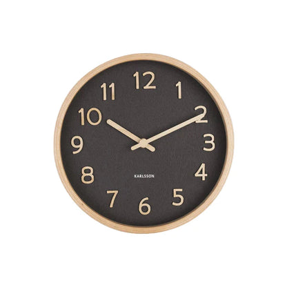 Pure Wood Grain Wall Clock Black