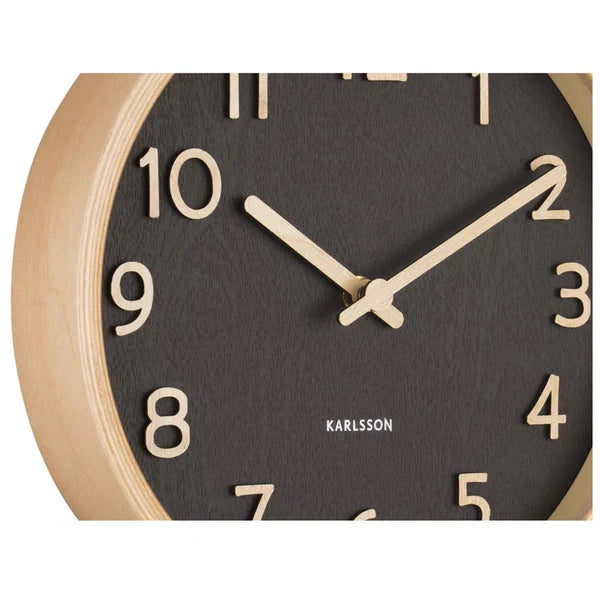 Pure Wood Grain Wall Clock Black