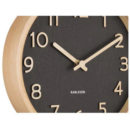 Pure Wood Grain Wall Clock Black