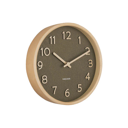 Pure Wood Grain Wall Clock Moss Green