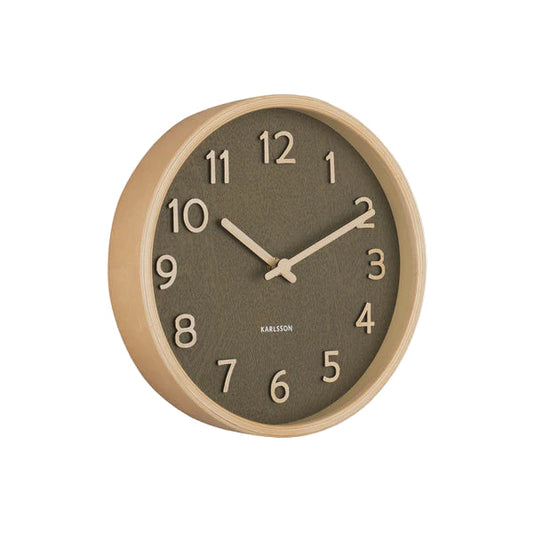 Pure Wood Grain Wall Clock Moss Green