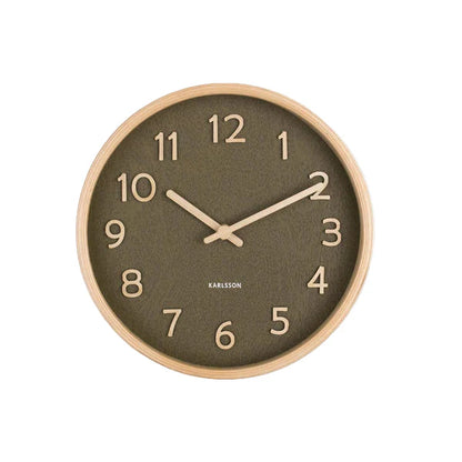 Pure Wood Grain Wall Clock Moss Green