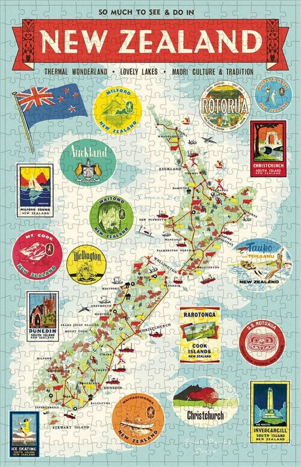 Vintage Jigsaw NZ Map