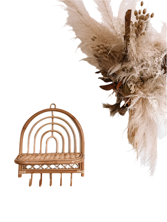 Rattan Shelf and Hooks