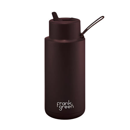 Ceramic Bottle w Straw Lid 1ltr Chocolate