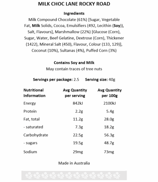 Rocky Road Milk Choc Lane