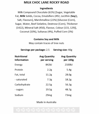 Rocky Road Milk Choc Lane