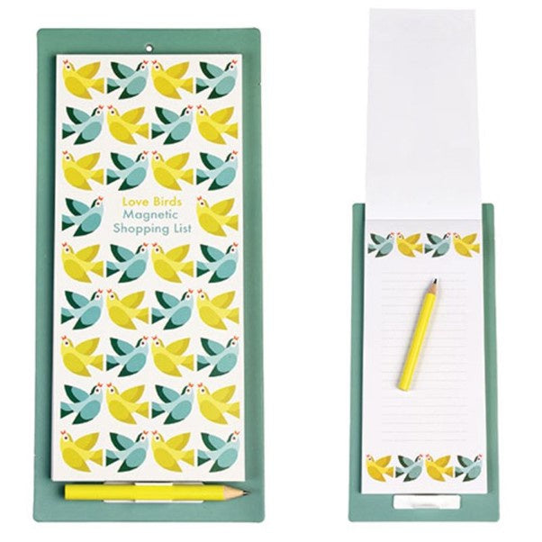 Magnetic Shopping List Love Birds