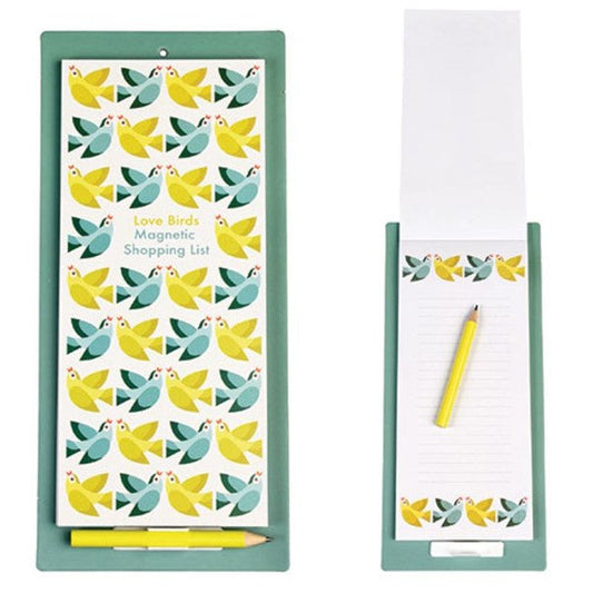 Magnetic Shopping List Love Birds