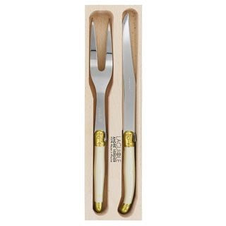 Verdier Carving Set Ivory & Brass