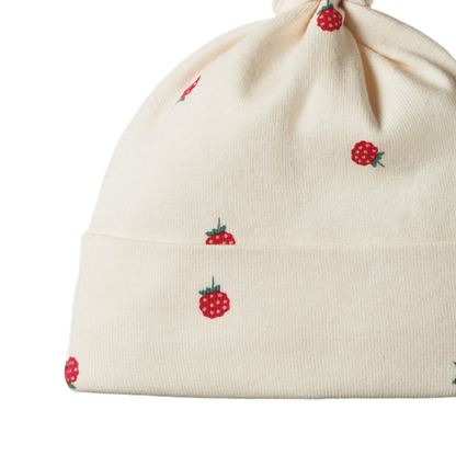 Cotton Knotted Beanie Raspberry