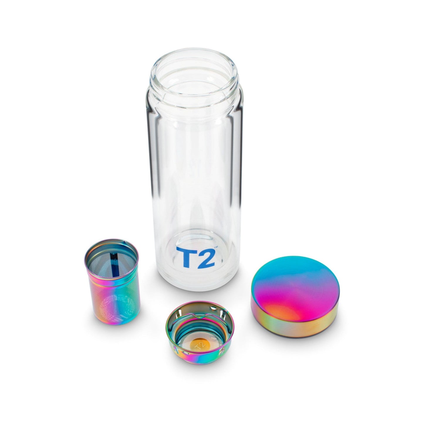 T2 Double Walled Glass Flask Rainbow