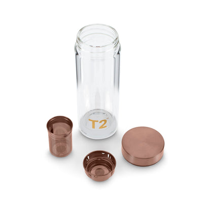 T2 Double Walled Glass Flask Rose Gold