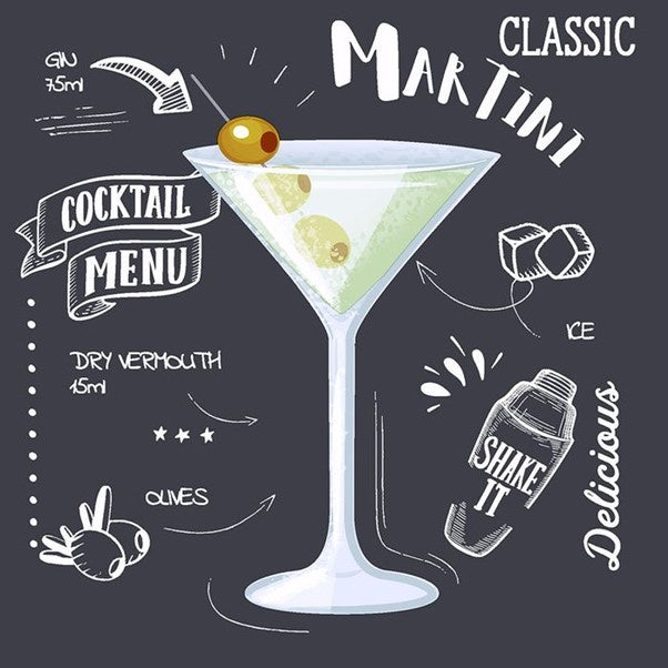 Cocktail Napkin Martini Black