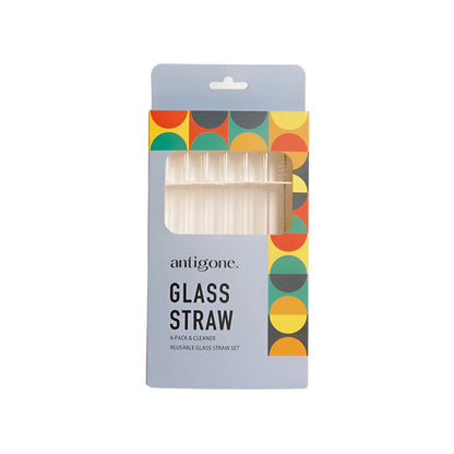 Reusable Glass Straws Set6 Straight Clear