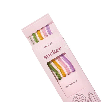 Wavy Glass Straws Multi