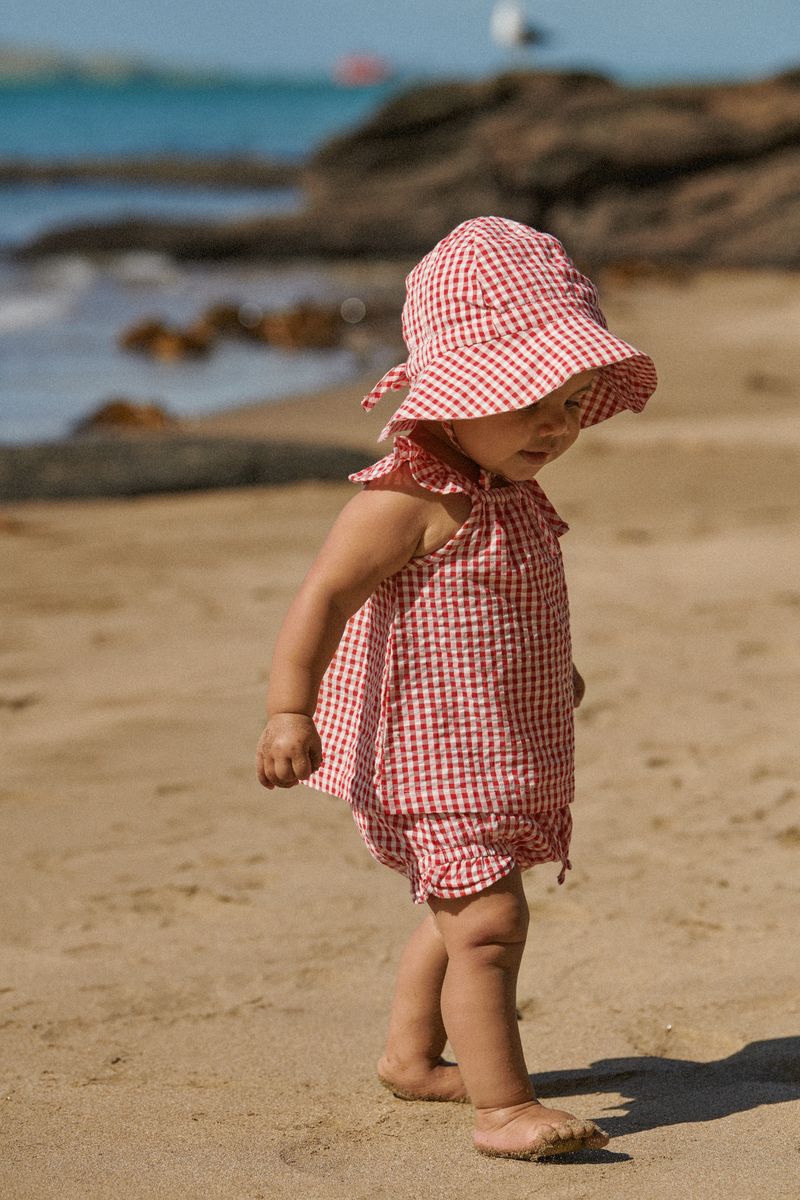 Gingham Sunhat Red Check