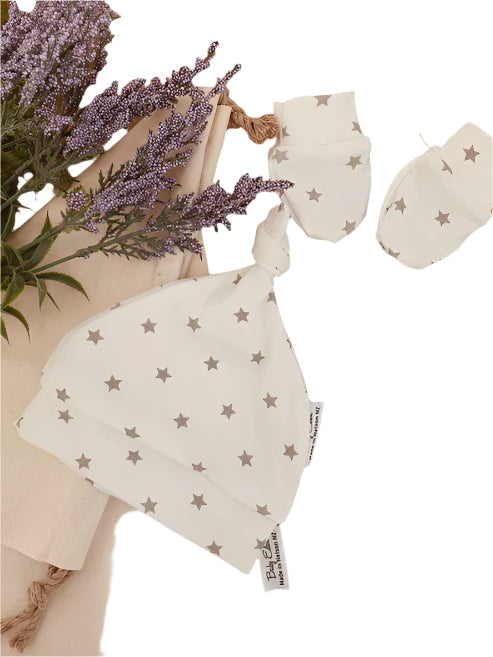 Baby Eden Gift Set - Knotted Hat & Mittens 3-6m
